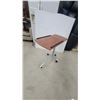 Image 4 : Adjustable Rolling Laptop Stand with Split Tilting Wood-Grain Top and 4-leg Caster Base or Bed Easy