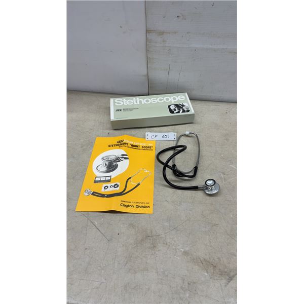 Marshall Electronics Clayton Division Sprague Rappaport Type "Quint Scope" Stethoscope with Box