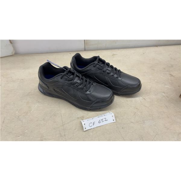 Shoes for Crews Black Slip & Oil Resistant Work Shoes, Lace-Up, Blue Insole Size 9