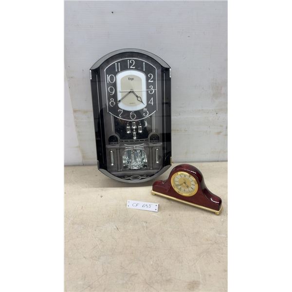 Ergo Quartz Wall Clock with Pendulum & Ergo Westminster Mantel Clock Set