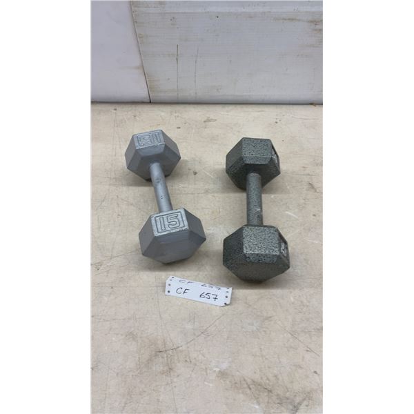 15 Lb Cast Iron Hex Dumbbells, Set of 2