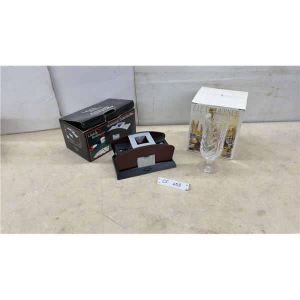 Lifestyle Studios Automatic Card Shuffler & Fifth Avenue Crystal Goblets Set of 4