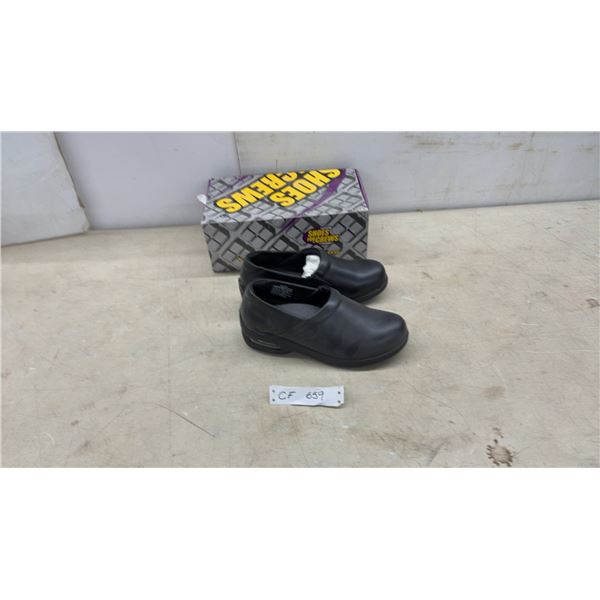 Shoes for Crews Black Slip-On Work Shoes, Slip & Oil Resistant Soles Size 9