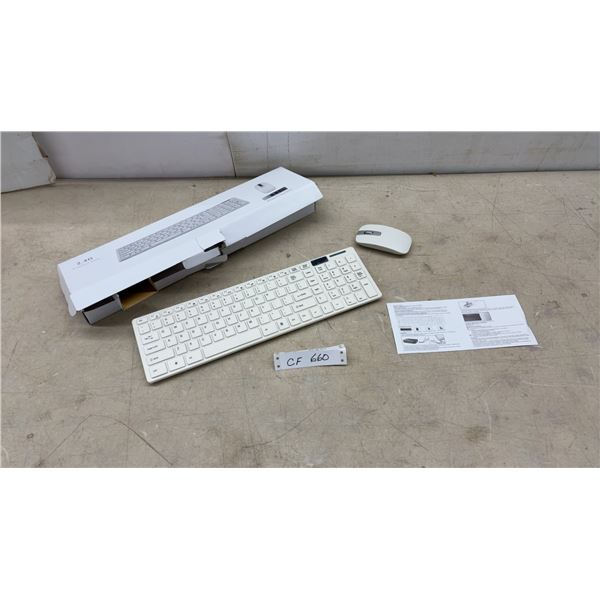 2.4G Wireless Keyboard and Mouse Combo, White, Full-Size with Number Pad