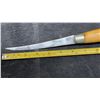 Image 3 : J. Marttiini Finland Fillet Knife with Wooden Handle & Tooled Leather Sheath, 5" Blade