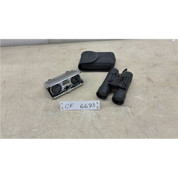 Prelude 3 x 25mm Compact Folding Opera Glasses & Bushnell 10 x 25 Binoculars with Case