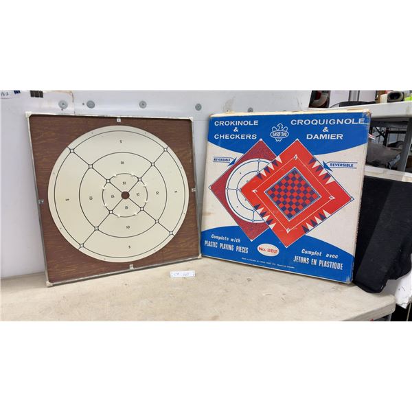 Eagle Toys No. 282 Crokinole & Checkers Reversible Game Board with Original Box, No Playing Pieces