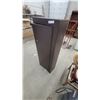 Image 2 : Metal Security Gun Cabinet with Key Lock, Single Door, Interior Shelves, Brown Finish 55 x 21 x 10"