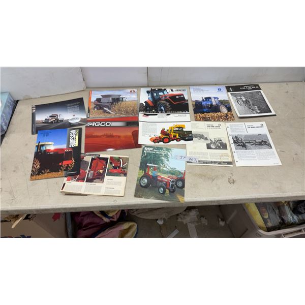 Collection of Vintage Farm Equipment Brochures Including AGCO, New Holland, and More