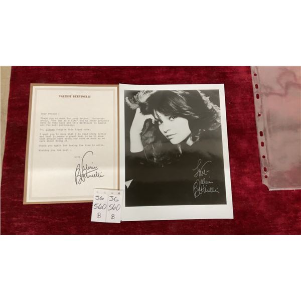 Valerie Bertinelli 8 x 10 B&W Publicity Photo with Pre-Printed Signature & Fan Letter