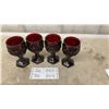 Image 1 : Four Vintage Avon Ruby Red 1876 Cape Cod Wine Goblets