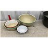 Image 3 : Old Enamelware Pots & 2 Stainless Steel Bowls