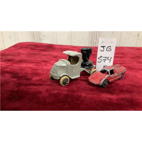 1920's Tootsie Toy C-Cab Mack Search Light Vehicle and Tootsie Fiat Abarth