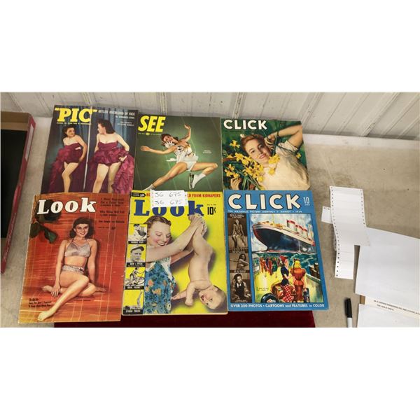 6 Vintage Magazines: Pic, See, 2 Click, & 2 Look from the 1930 & 1940's
