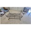Image 1 : Wrought Iron Garden Bench with Woven Strap Seat and Curved Armrests 40" Wide