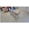 Image 2 : Wrought Iron Garden Bench with Woven Strap Seat and Curved Armrests 40" Wide