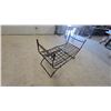 Image 4 : Wrought Iron Garden Bench with Woven Strap Seat and Curved Armrests 40" Wide