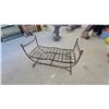 Image 5 : Wrought Iron Garden Bench with Woven Strap Seat and Curved Armrests 40" Wide