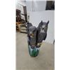 Image 2 : Chainsaw-Carved Wooden Great Horned Owl Trio Sculpture with Painted Forest Base 34" Manitoba Artist