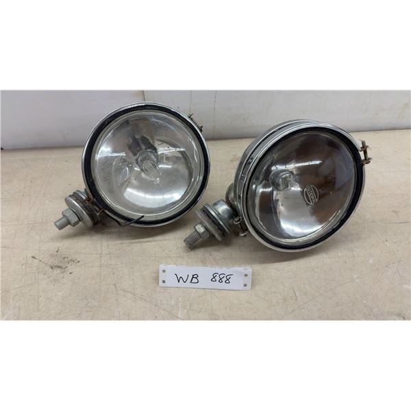Pair of Vintage Autopal 6" Head Lamps with Glass Bezel and Mounting Brackets, 12 Volt