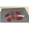 Image 1 : Lot of Six Antique Red Glass Tail Light Lenses for 1937-48 Ford and More
