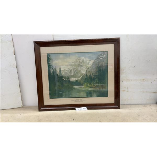 Vintage Canadian National Railways in Jasper National Park by MT. Edith Cavell Framed Print, 29