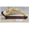 Image 1 : Vintage Chinese Carved Resin Landscape Sculpture on Wood Mount, 19" Long