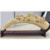 Image 8 : Vintage Chinese Carved Resin Landscape Sculpture on Wood Mount, 19" Long
