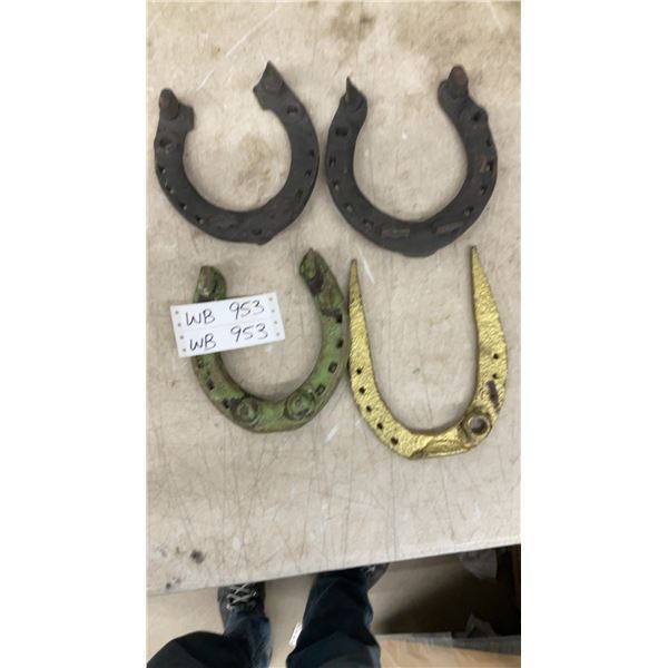 4 1800s Antique Cast Iron Horseshoes for Repurposing