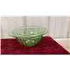Image 2 : Pair of 1920s Uranium Glass Mixing Bowls, Paneled Rolled Rim, 10 1/2" and 9 1/2"