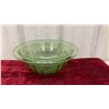 Image 3 : Pair of 1920s Uranium Glass Mixing Bowls, Paneled Rolled Rim, 10 1/2" and 9 1/2"
