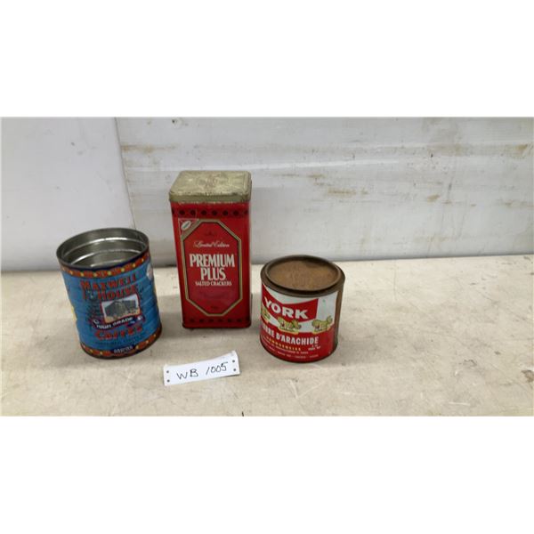 Vintage General Store Tins: York Peanut Butter, Maxwell House Coffee, Christie's, and More