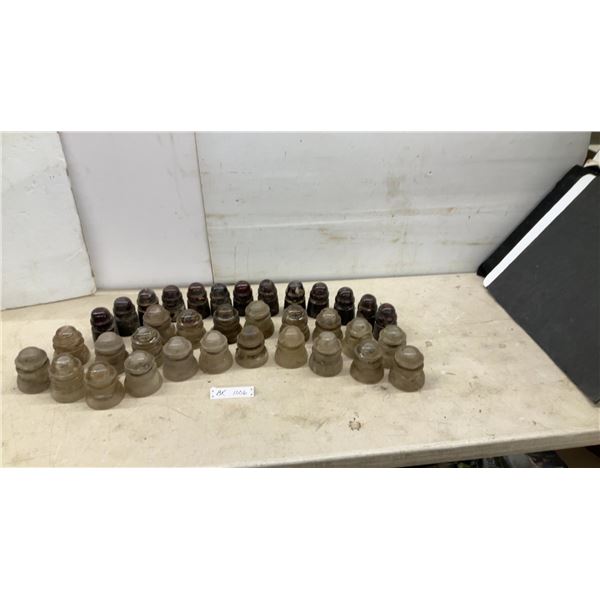 Collection of Vintage Glass and Ceramic Electrical Insulators (35)