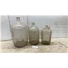 Image 1 : Three Vintage Clear Glass Carboys / Jugs