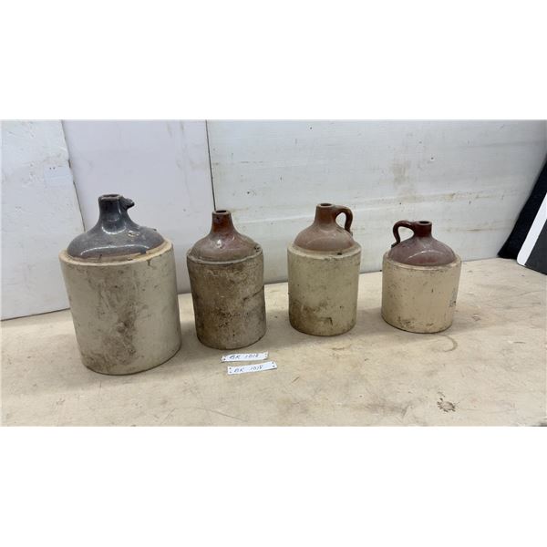 Collection of Four Antique Two-Tone Stoneware Finger Jugs