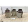 Image 1 : Three Antique Two-Tone Stoneware Canning Jars with Wire Bail Handle and Lid