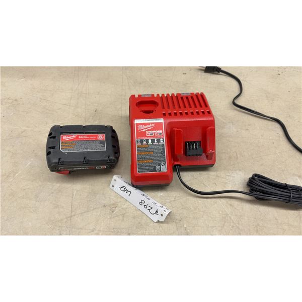 Milwaukee M12/M18 Battery Charger with M18 RedLithium 2.0 Ah Battery Pack