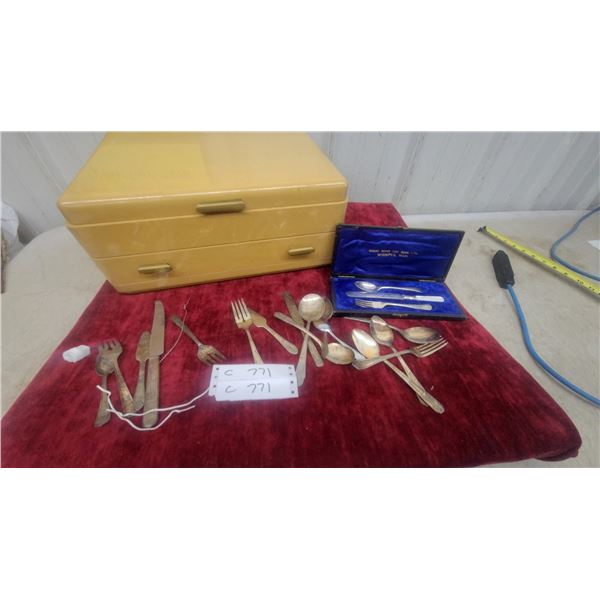 Henry Birks and Sons Boxed Silver Flatware Set with Assorted Loose Silverware and a Case