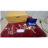Image 1 : Henry Birks and Sons Boxed Silver Flatware Set with Assorted Loose Silverware and a Case