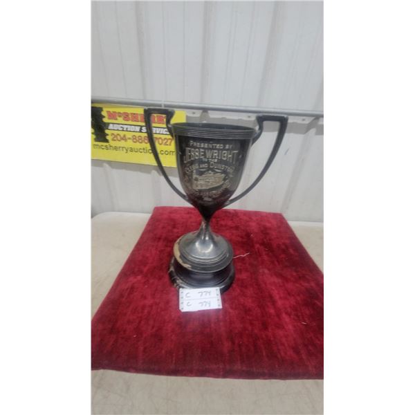 Jesse Wright Clegg and Dunston Plowing Association Gang Plow Competition Trophy 18" Tall over 100