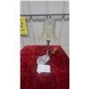 Image 1 : Art Deco Chrome Table Lamp with Greyhound Dog Figure and Pressed Glass Shade