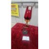 Image 1 : Art Deco Style Figural Winged Ladylamp with Ruby Red Glass Shade Needs Wiring