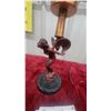 Image 2 : Art Deco Style Figural Winged Ladylamp with Ruby Red Glass Shade Needs Wiring