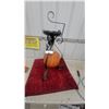 Image 1 : Mid Century Wrought Iron Ashtray Stand with Amber Glass Spaggetti Globe Lamp