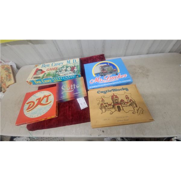 Vintage Board Games Including Ben Casey M.D., Mr. Trucker, Lotto, DKT, and More
