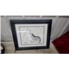 Image 1 : Angus Morasty Howling Wolf Pen and Ink Drawing, Framed 18 x 22"