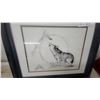 Image 2 : Angus Morasty Howling Wolf Pen and Ink Drawing, Framed 18 x 22"