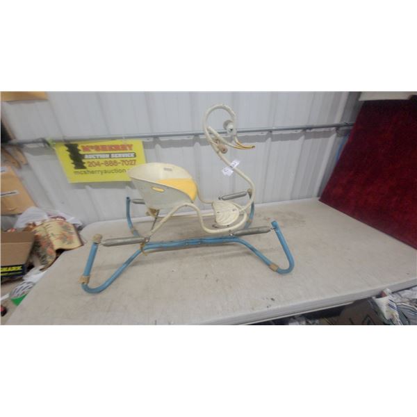 Vintage Children's Duck Spring Bouncer Ride-On Toy with Steering Handle