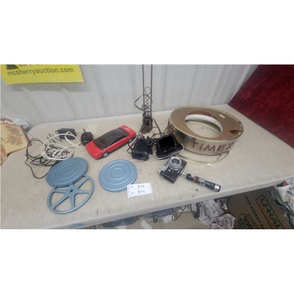 Yashica Lynx 1000 35mm Camera, Timex Lighted Sign, Film Reels, Toaster, and More