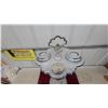 Image 2 : Vintage Chrome and Slag Glass Pedestal Smoking Stand with Four Ashtrays Art Deco